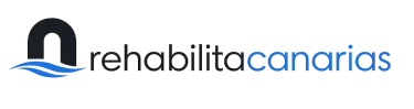 Logo de Rehabilita Canarias, de color azul y negro.
